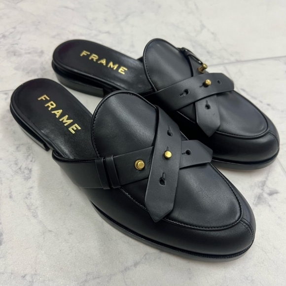 FRAME Le Sweetzer Loafers Italian Leather Black Sz 11 - Picture 6 of 7